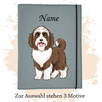 Dokumentenhülle für die Hunderasse Bearded Collie braun
